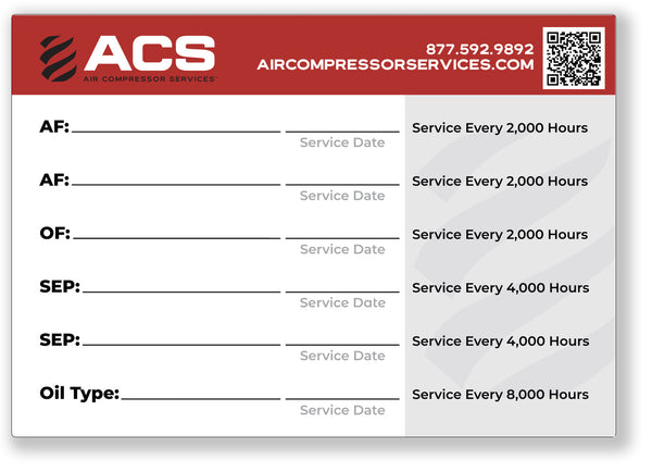 Air Compressor Services Maintenance Parts Sticker - ACSServiceSticker