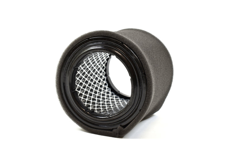 Travaini Air Filter Replacement - 601-0100-A003. Image taken with object on its side.
